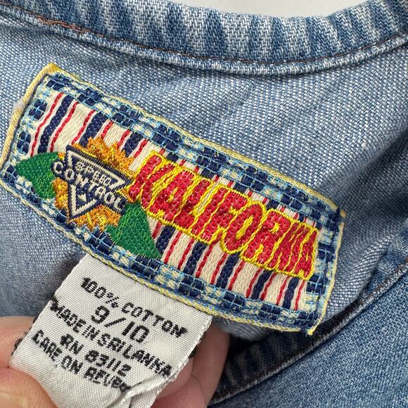 Vintage Denim Dress Womens 9 / 10  Knee Length Shift Kalifornia Speed Control - Picture 2 of 6